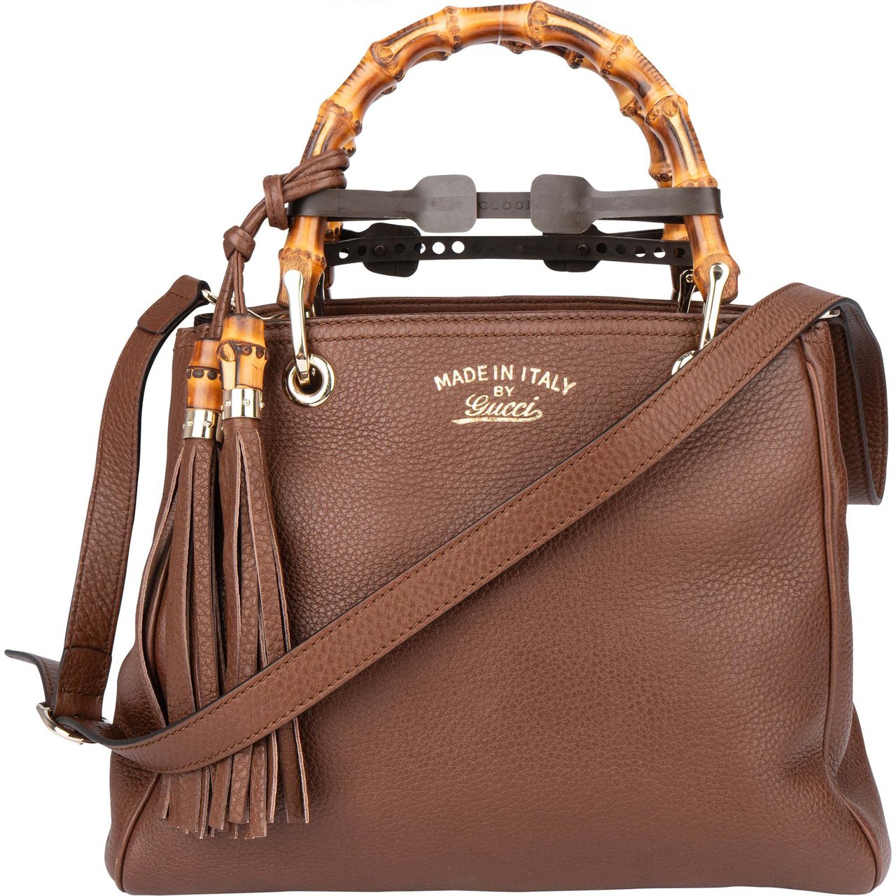 Gucci Gucci Brown Leather Bamboo Handbag Divers