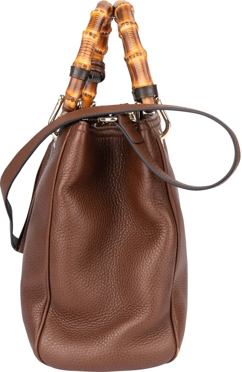 Gucci Gucci Brown Leather Bamboo Handbag Divers