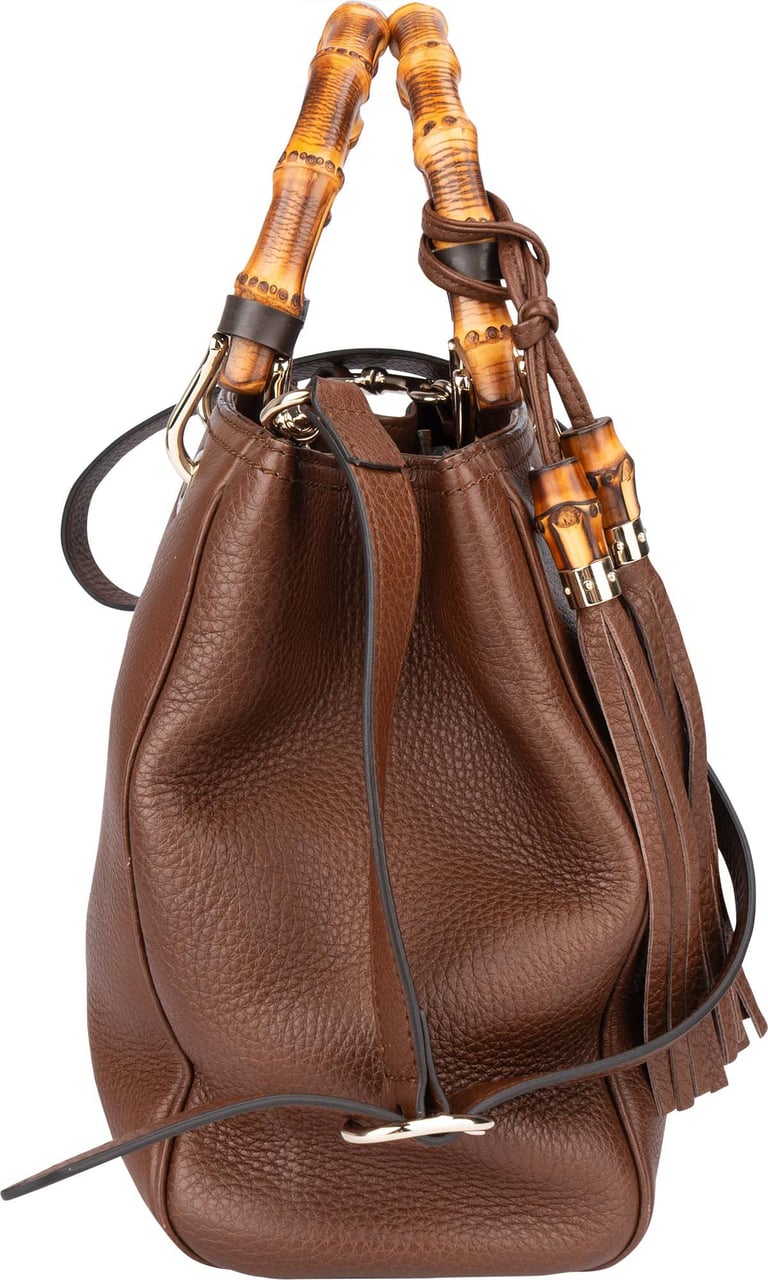 Gucci Gucci Brown Leather Bamboo Handbag Divers