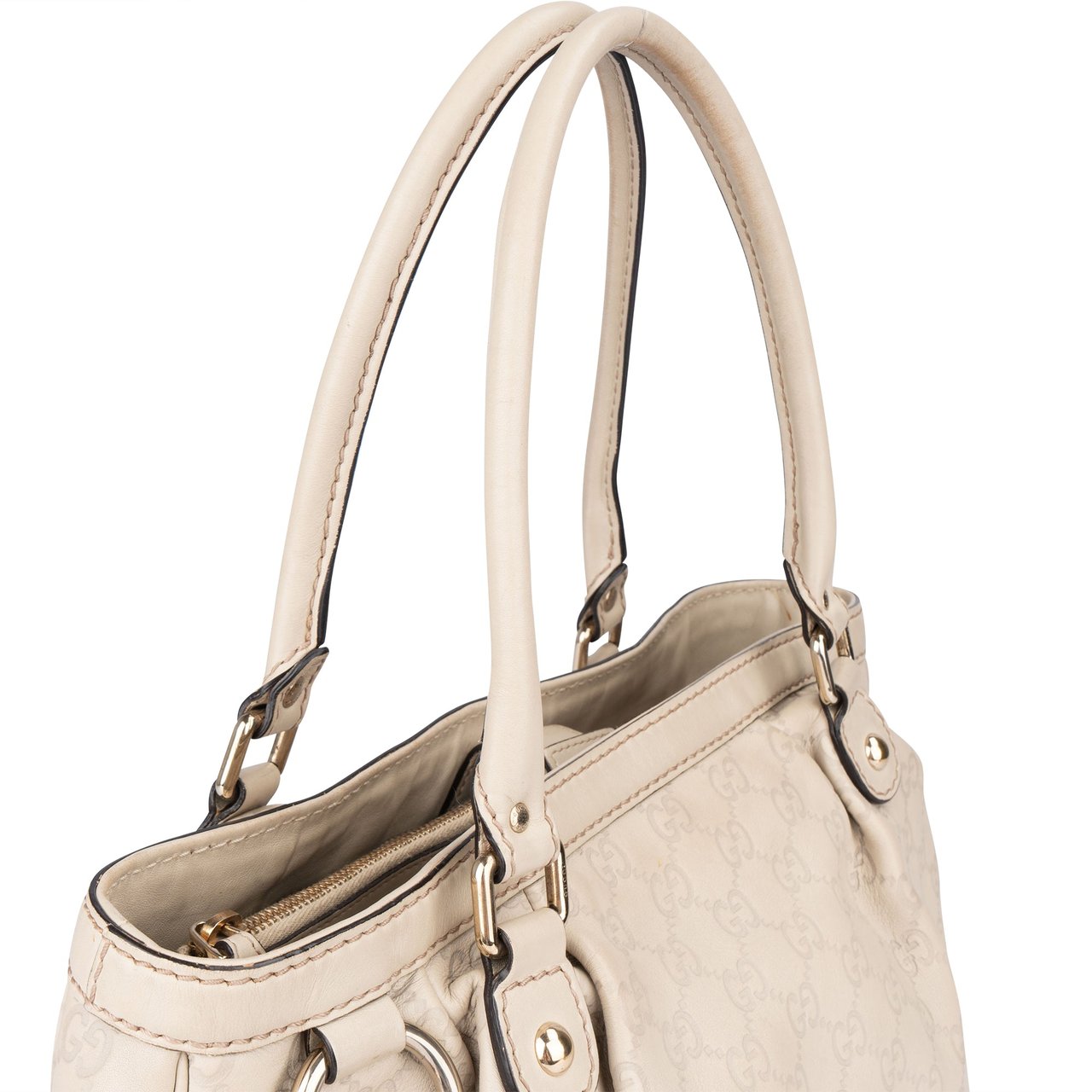 Gucci Gucci White Leather GG Sukey Handbag Divers