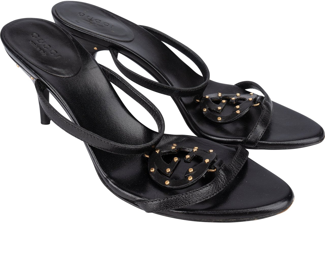 Gucci Gucci Black Leather GG Sandals (36) Divers