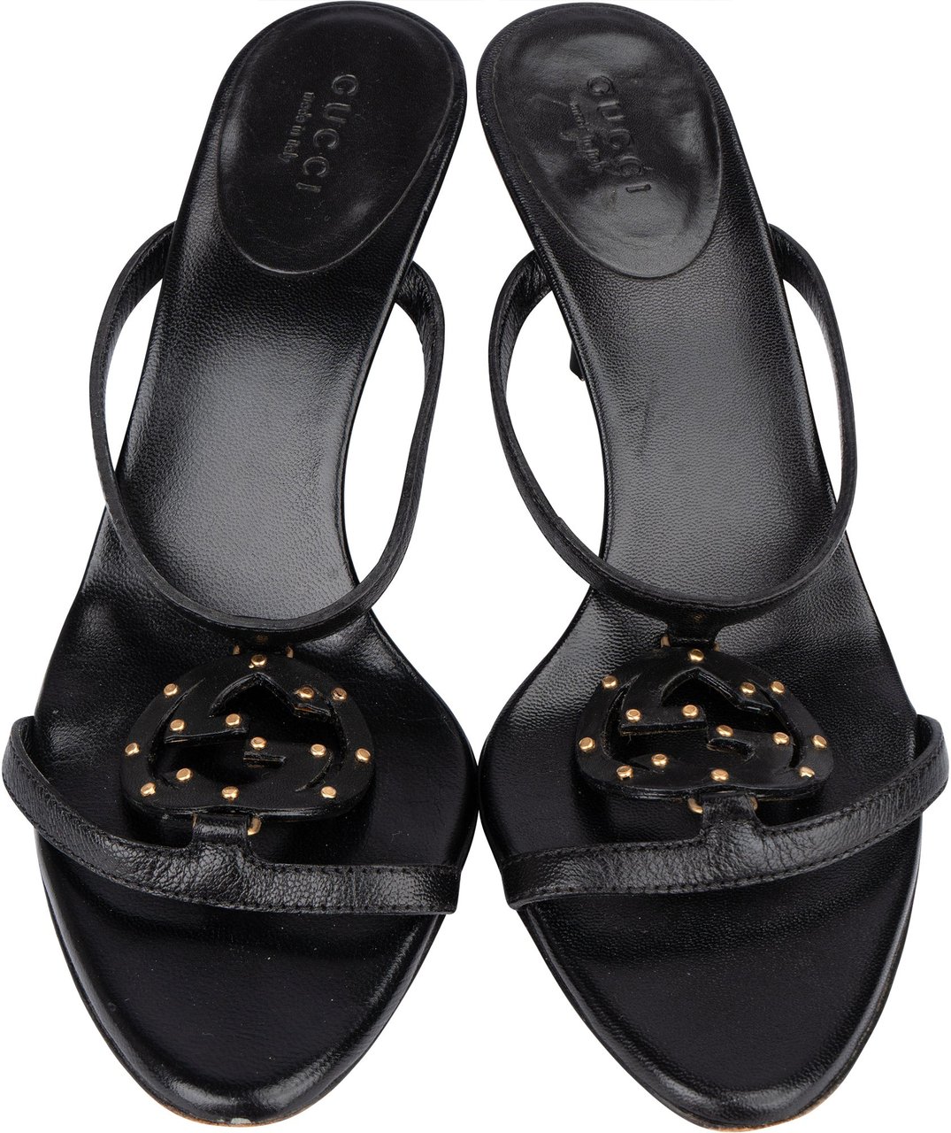 Gucci Gucci Black Leather GG Sandals (36) Divers