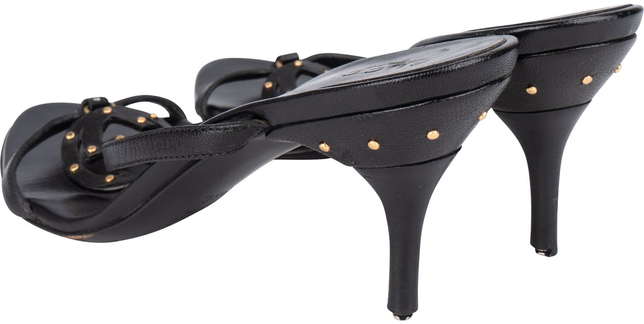 Gucci Gucci Black Leather GG Sandals (36) Divers