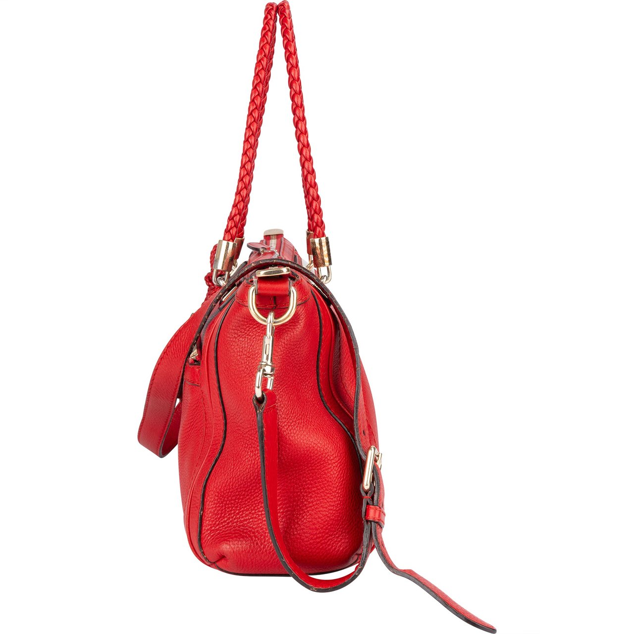 Gucci Gucci Red Leather Bamboo Handbag Divers