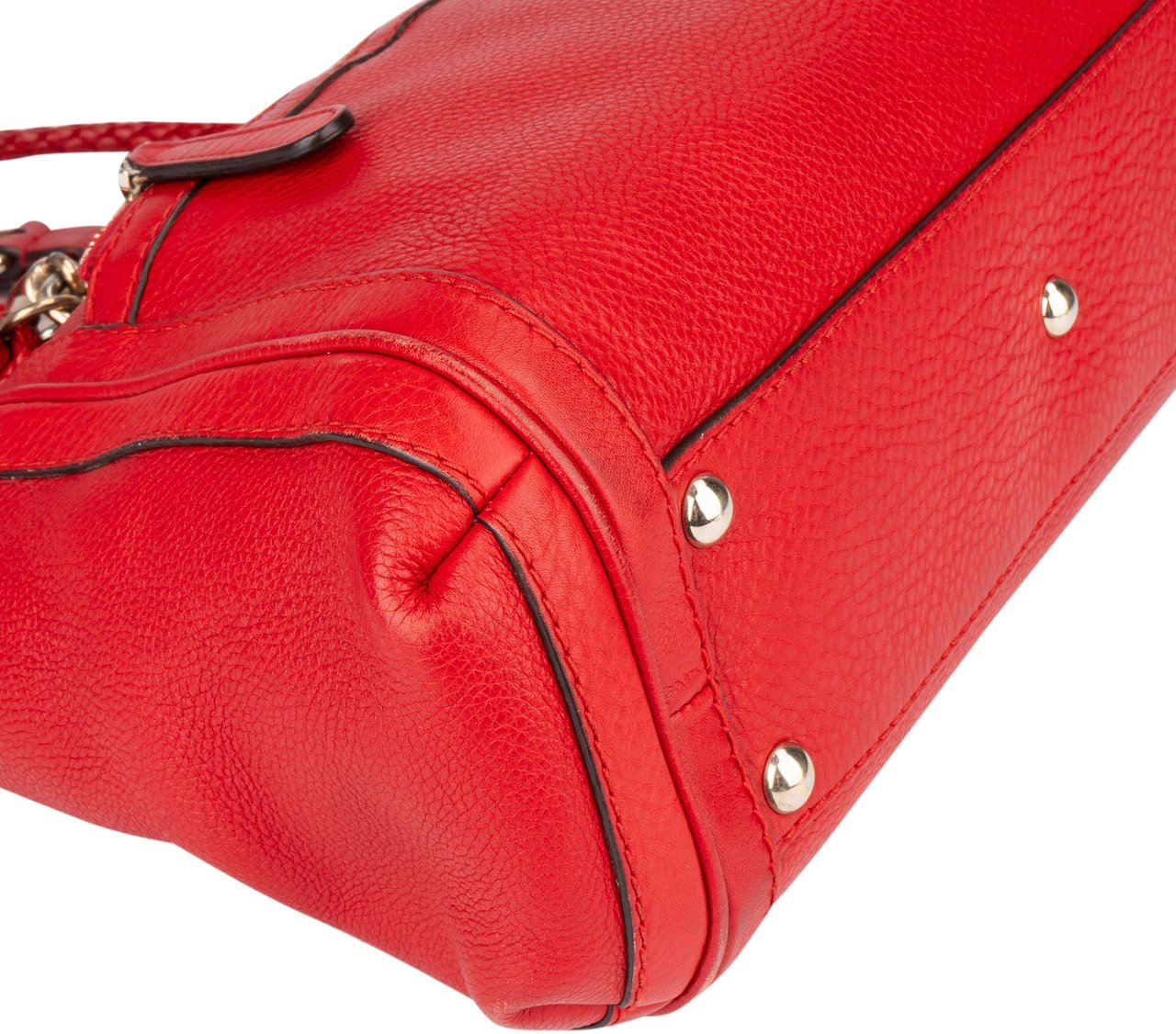 Gucci Gucci Red Leather Bamboo Handbag Divers