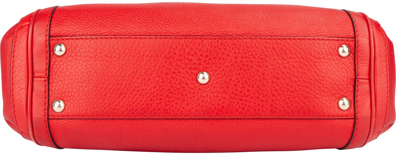 Gucci Gucci Red Leather Bamboo Handbag Divers