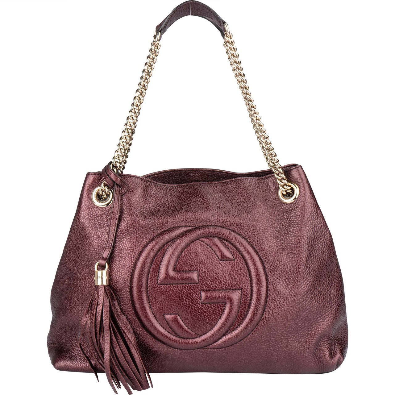 Gucci Gucci Leather GG Soho Metallic Purple Crossbody Bag Paars