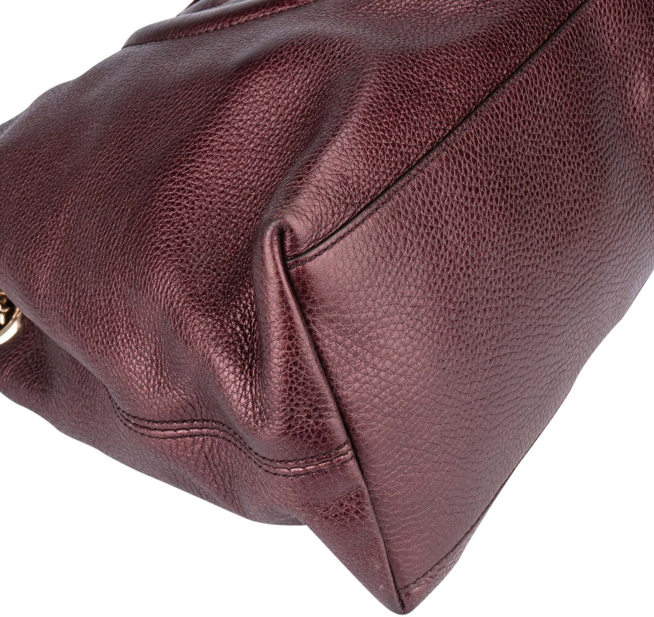 Gucci Gucci Leather GG Soho Metallic Purple Crossbody Bag Paars