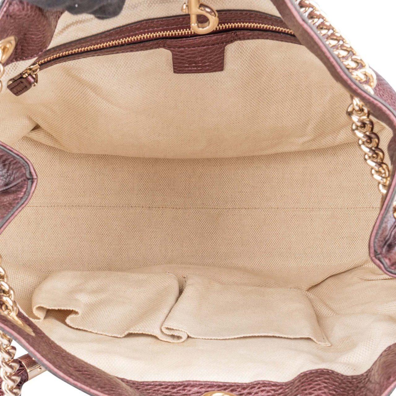 Gucci Gucci Leather GG Soho Metallic Purple Crossbody Bag Paars