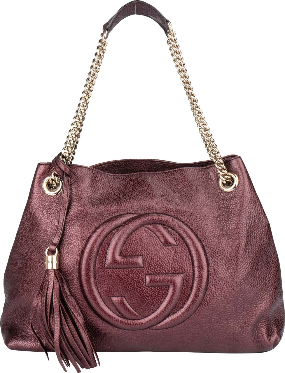 Gucci Gucci Leather GG Soho Metallic Purple Crossbody Bag Paars