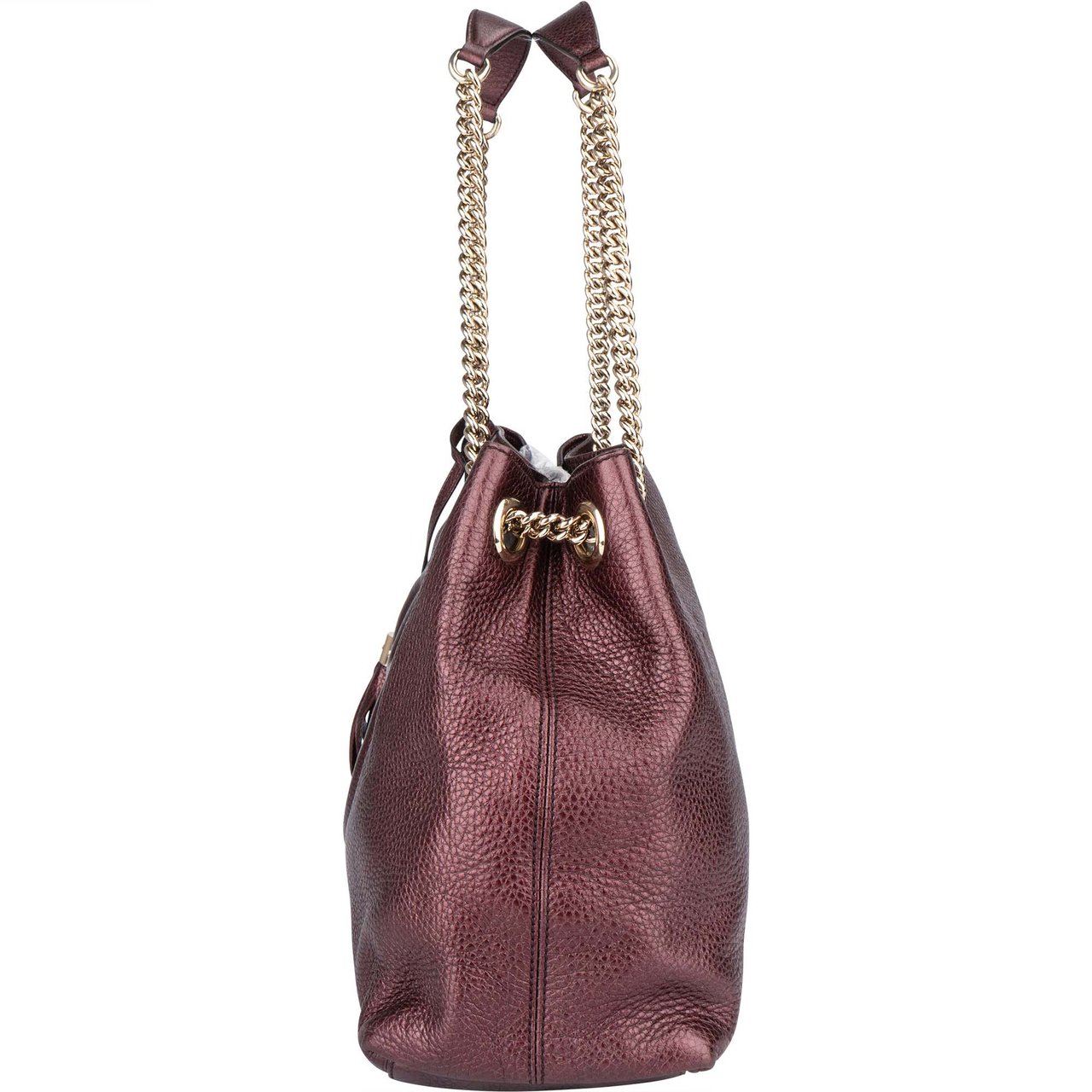 Gucci Gucci Leather GG Soho Metallic Purple Crossbody Bag Paars