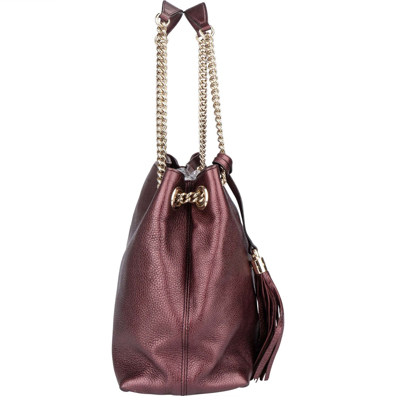 Gucci Gucci Leather GG Soho Metallic Purple Crossbody Bag Paars