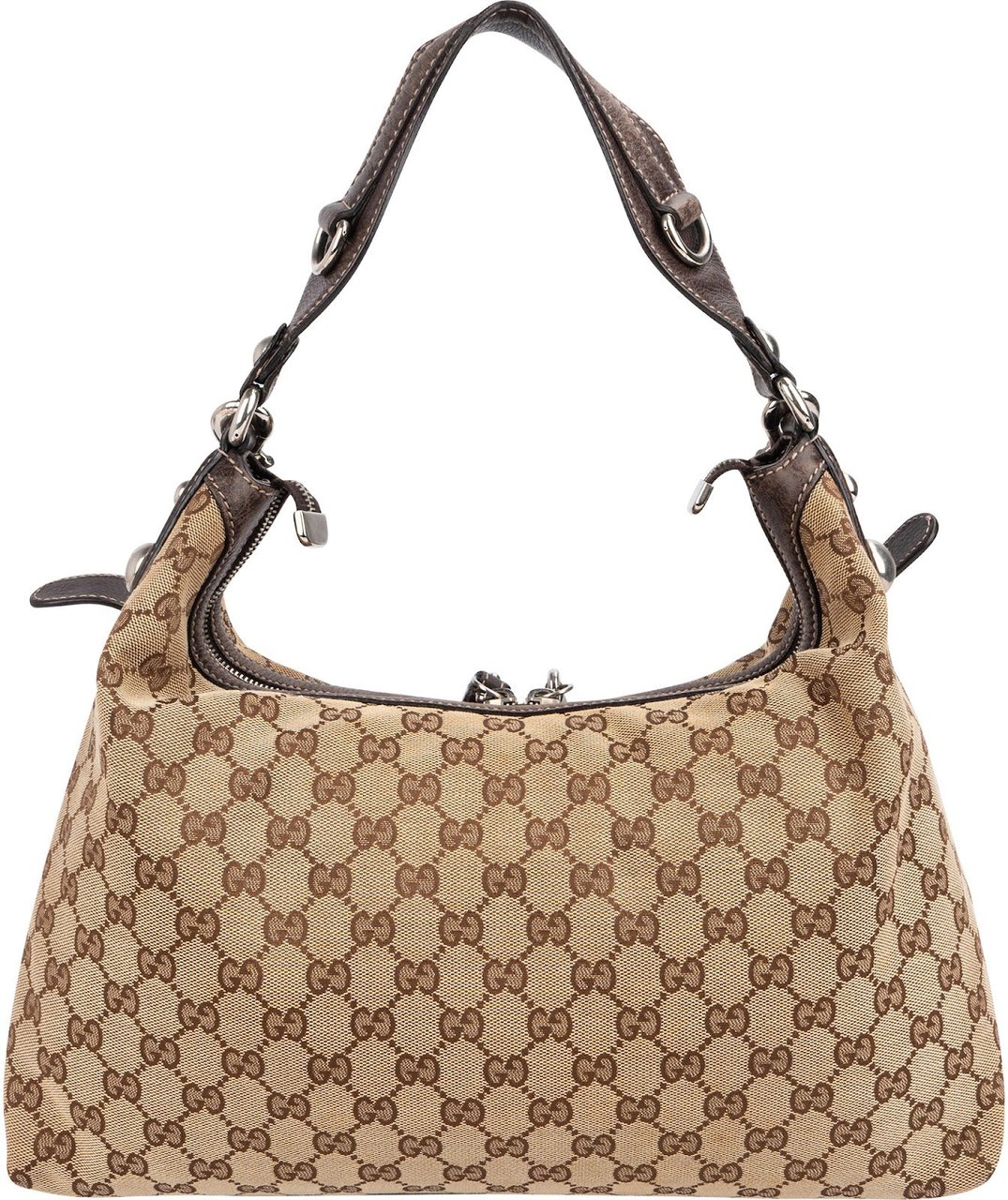 Gucci Monogram GG Canvas Abbey Horsebit Shoulder Bag Beige