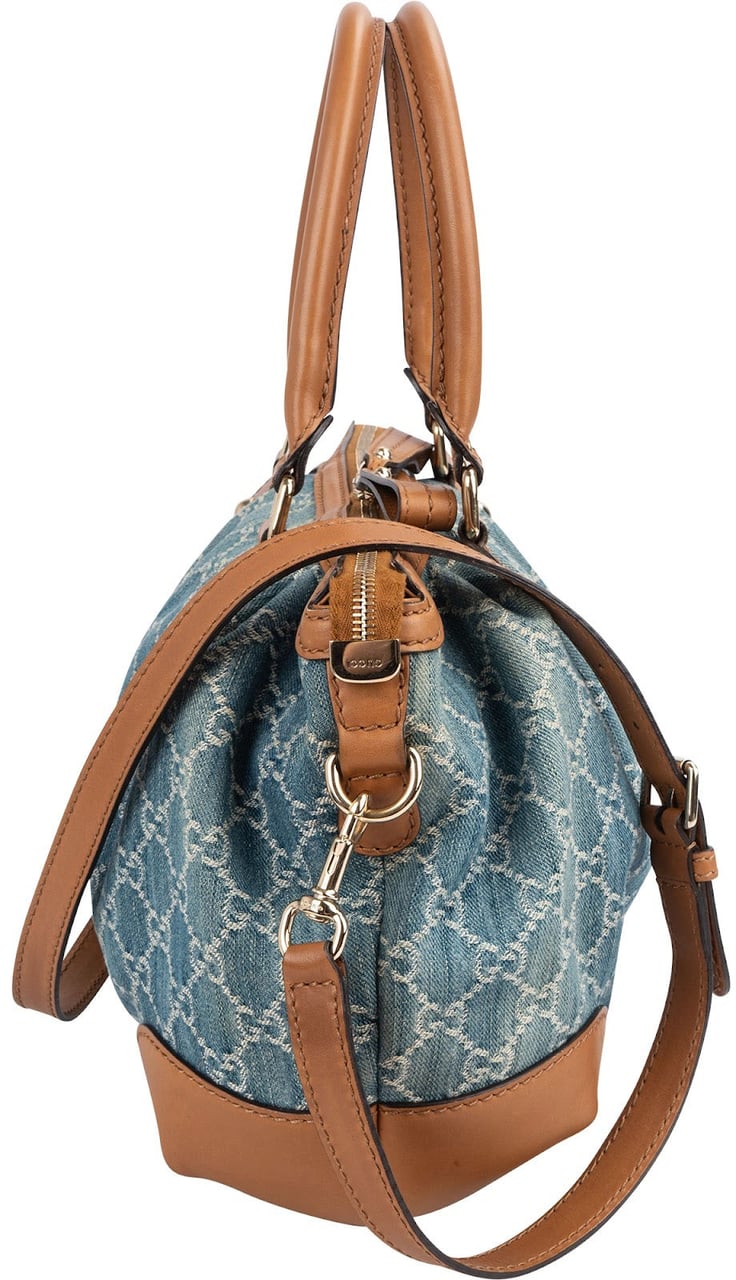 Gucci Monogram Denim GG Sukey Satchel Handbag Blauw