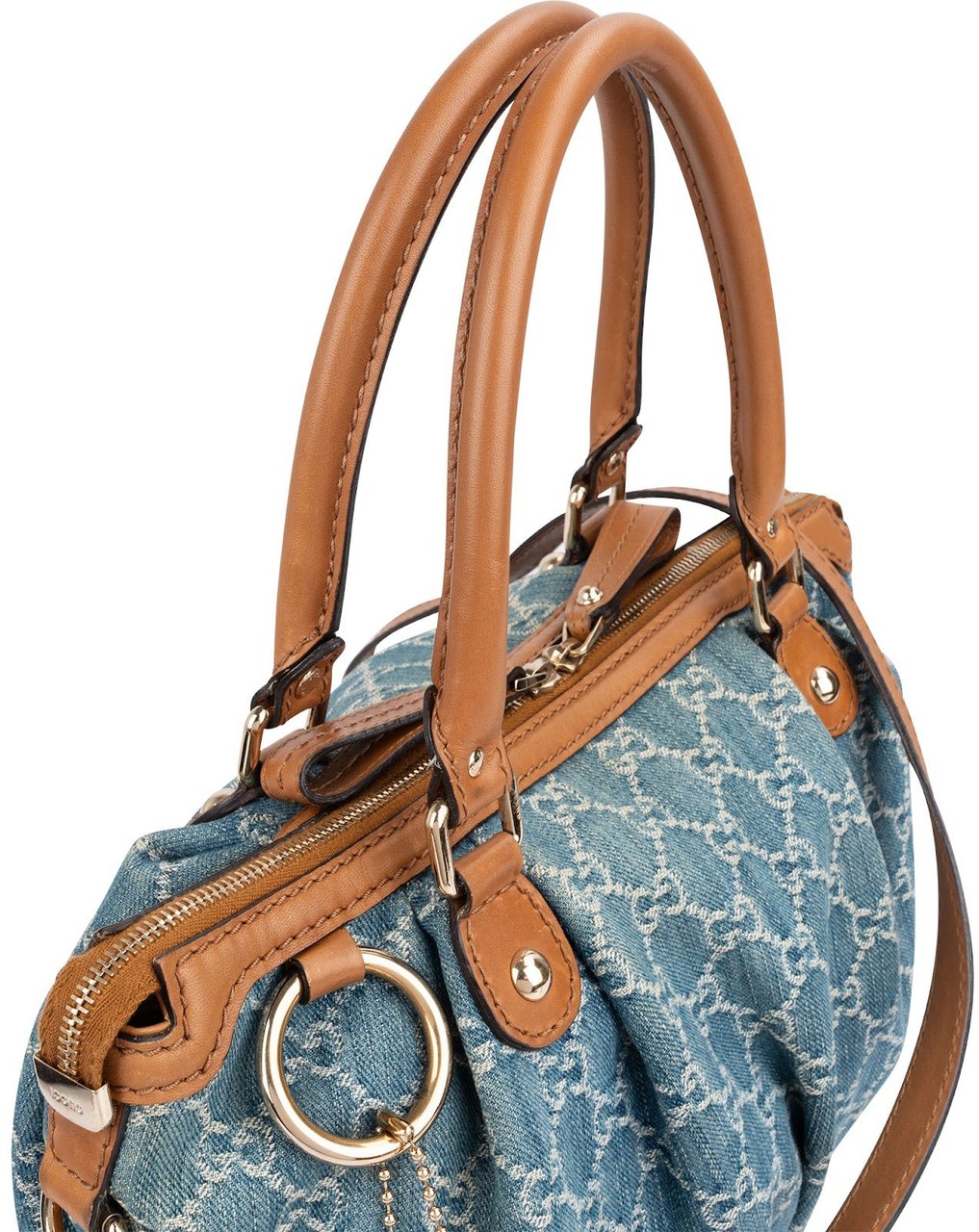 Gucci Monogram Denim GG Sukey Satchel Handbag Blauw