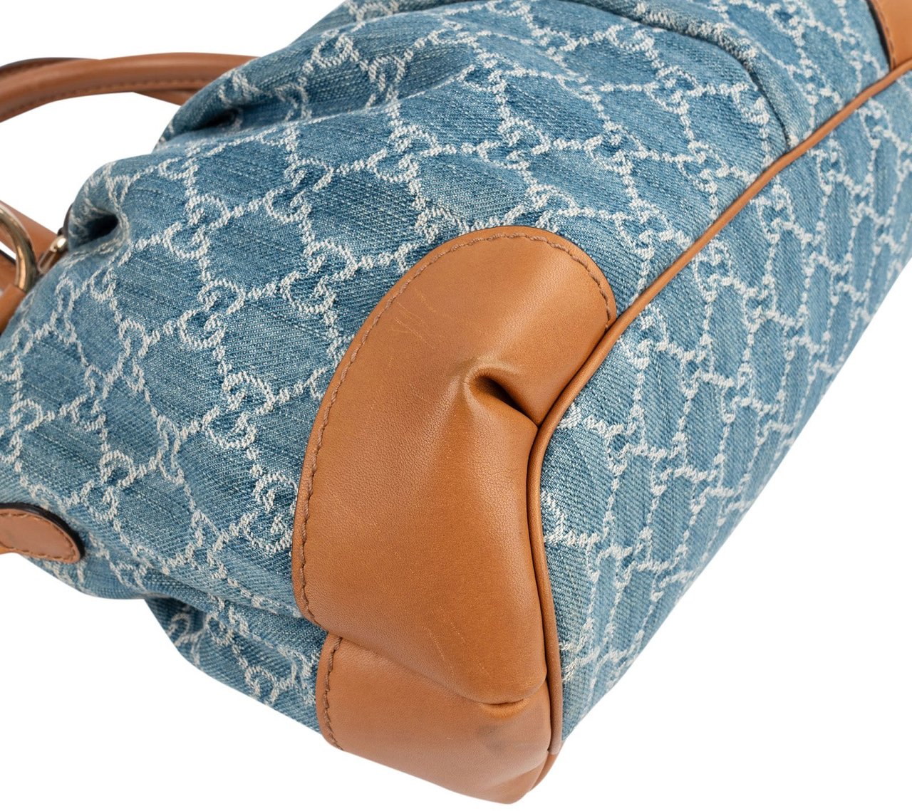 Gucci Monogram Denim GG Sukey Satchel Handbag Blauw