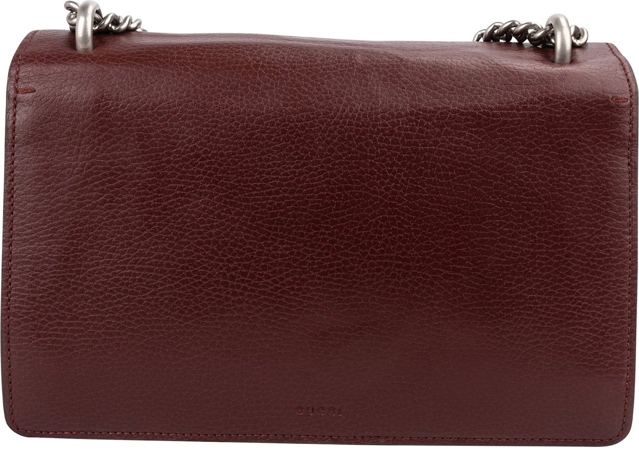 Gucci Grained Leather Crystal Dionysus Shoulder Bag Rood
