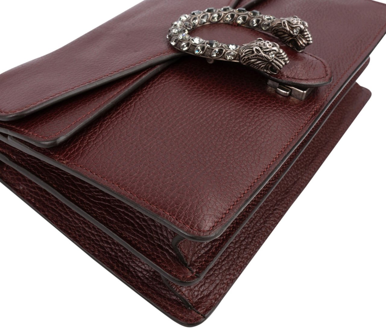 Gucci Grained Leather Crystal Dionysus Shoulder Bag Rood