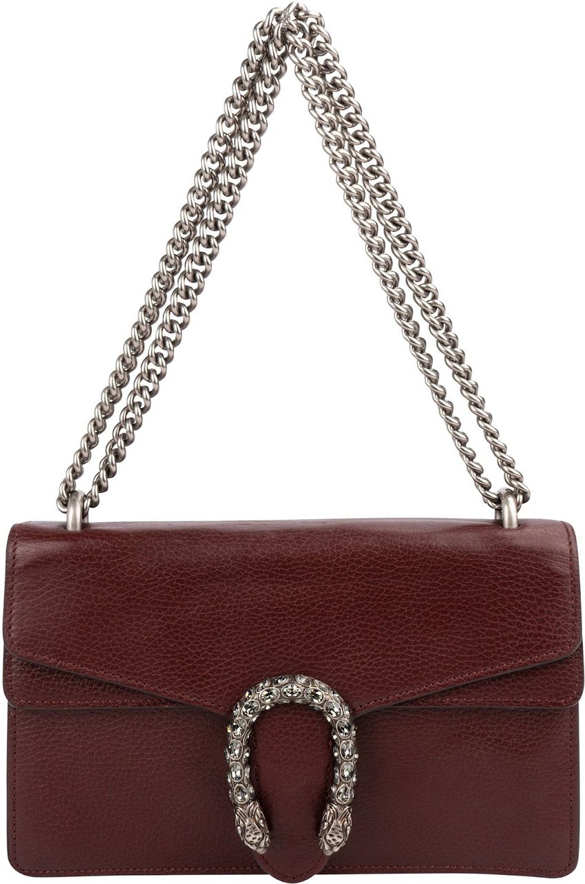 Gucci Grained Leather Crystal Dionysus Shoulder Bag Rood