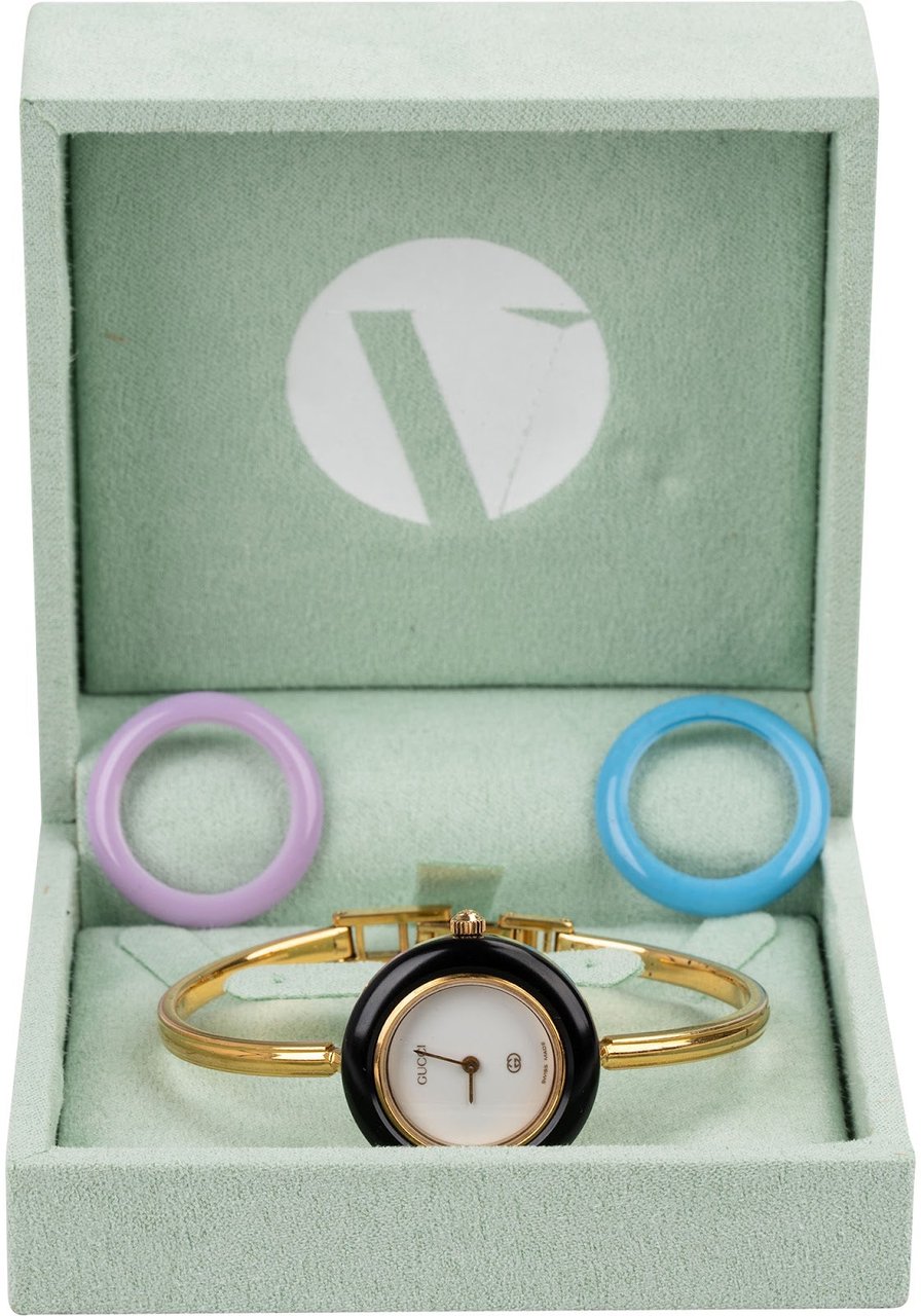 Gucci Gold Tone Change Bezel 11/12.2 Women Watch Goud