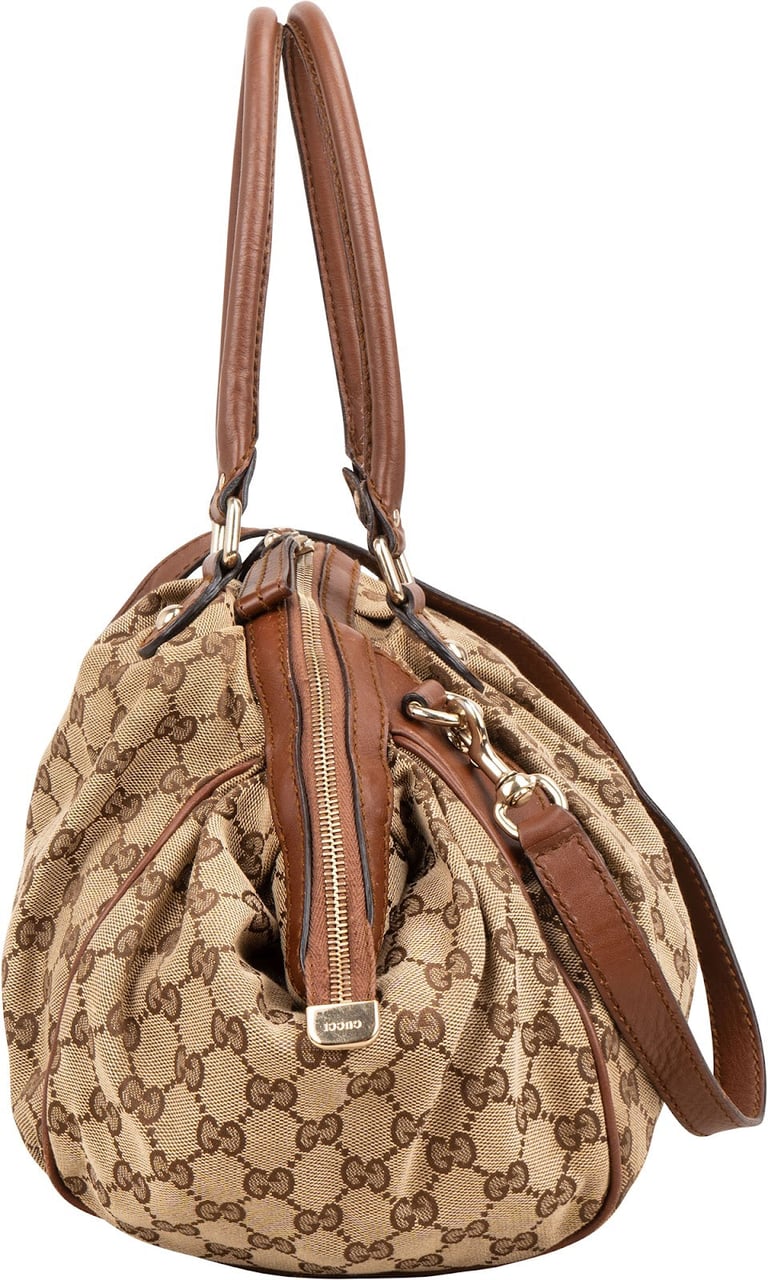 Gucci Monogram GG Canvas Sukey Hobo Shoulder Bag Beige