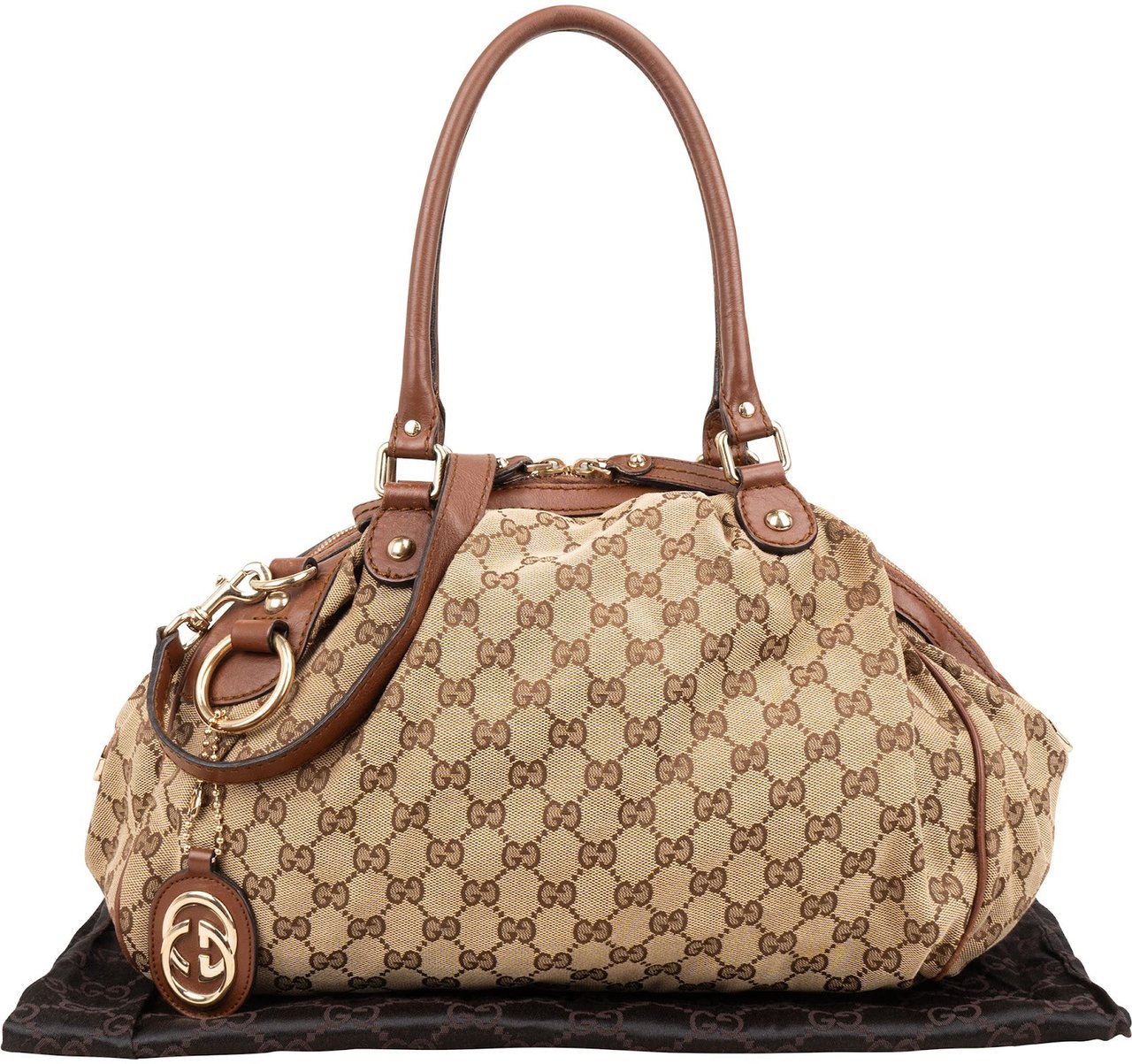 Gucci Monogram GG Canvas Sukey Hobo Shoulder Bag Beige