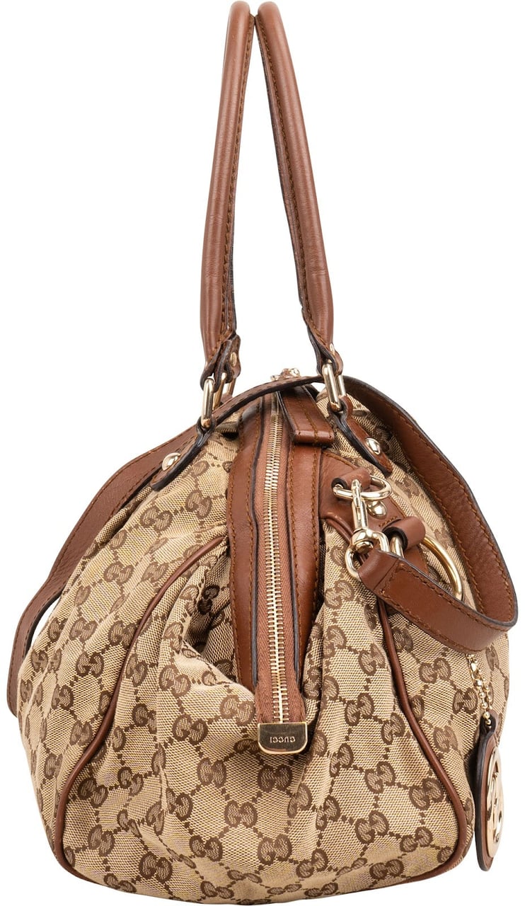 Gucci Monogram GG Canvas Sukey Hobo Shoulder Bag Beige