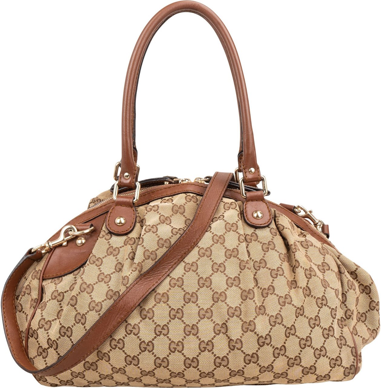 Gucci Monogram GG Canvas Sukey Hobo Shoulder Bag Beige