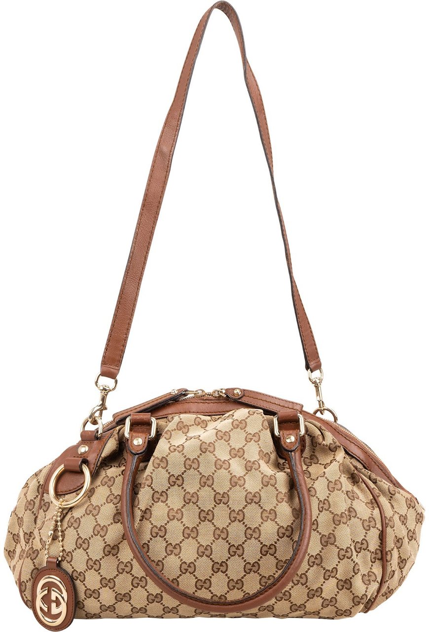 Gucci Monogram GG Canvas Sukey Hobo Shoulder Bag Beige