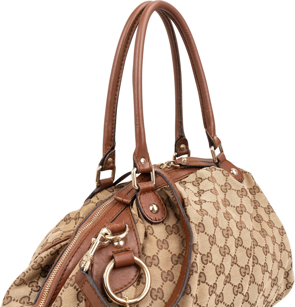 Gucci Monogram GG Canvas Sukey Hobo Shoulder Bag Beige