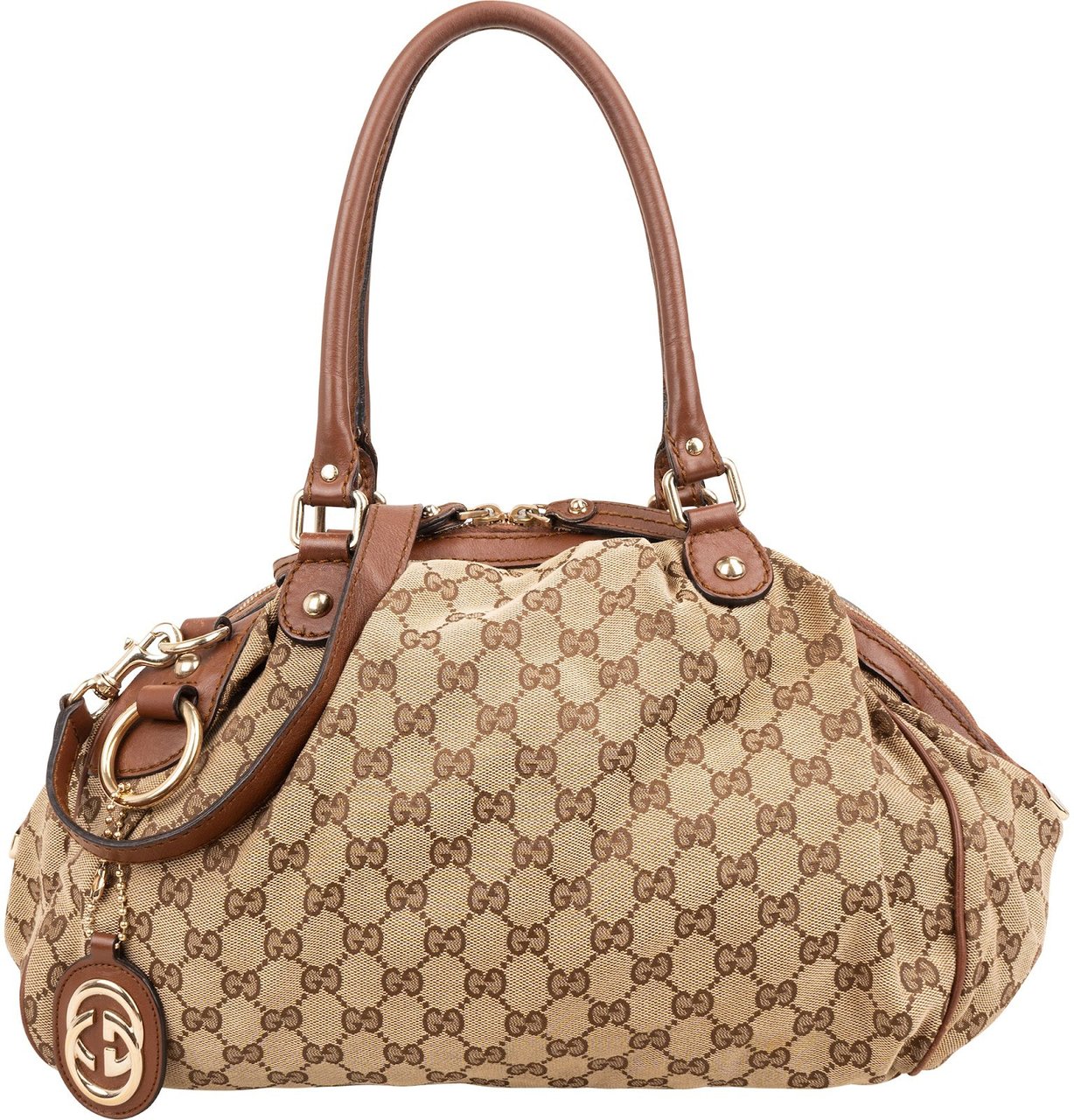 Gucci Monogram GG Canvas Sukey Hobo Shoulder Bag Beige