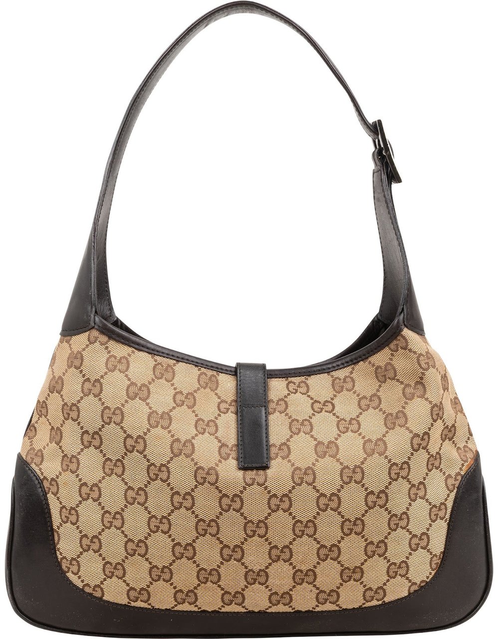Gucci Monogram GG Canvas Jackie Web Stripe Shoulder Bag Beige