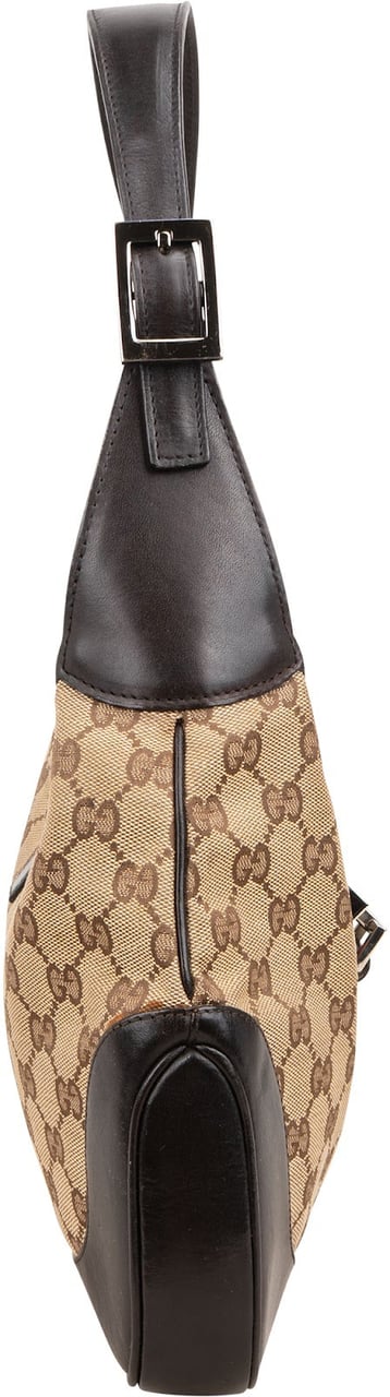 Gucci Monogram GG Canvas Jackie Web Stripe Shoulder Bag Beige
