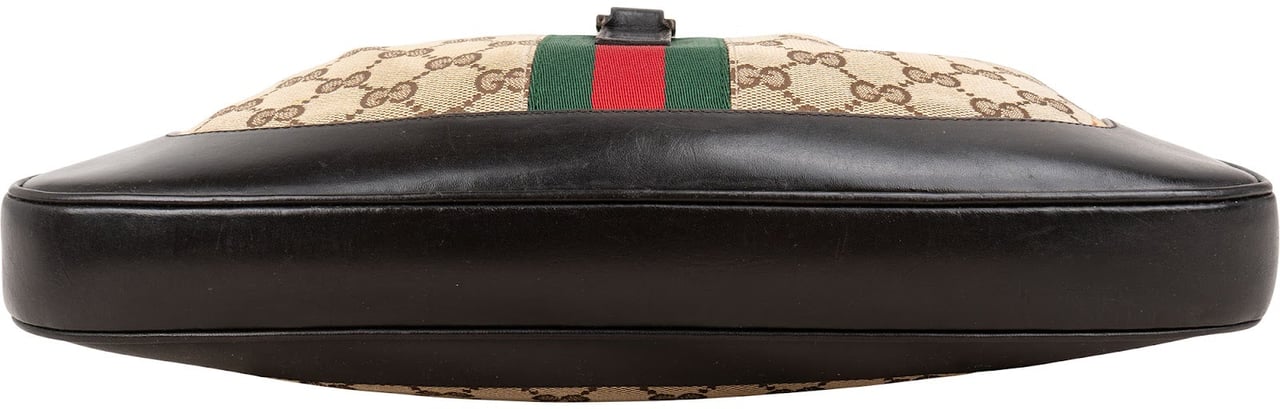 Gucci Monogram GG Canvas Jackie Web Stripe Shoulder Bag Beige