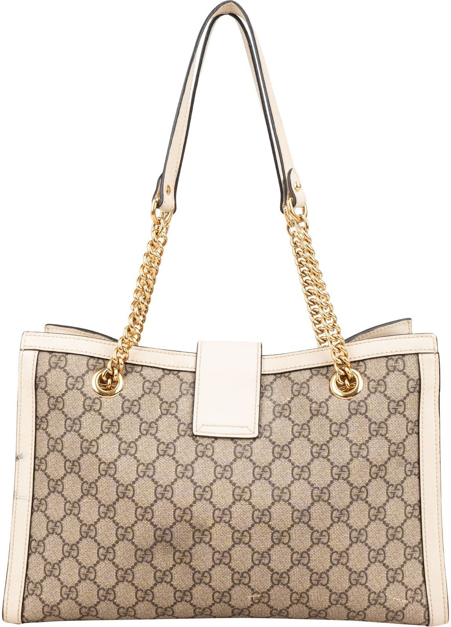 Gucci Monogram GG Supreme Medium Padlock Shoulder Bag Beige