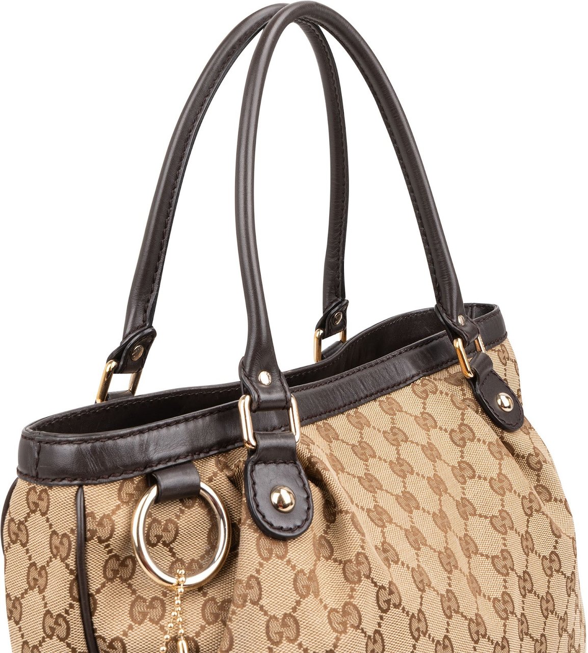 Gucci Monogram GG Canvas Sukey Tote Shoulder Bag Beige