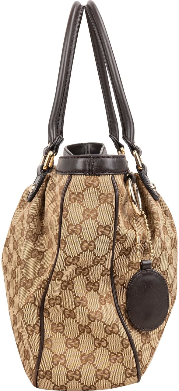 Gucci Monogram GG Canvas Sukey Tote Shoulder Bag Beige