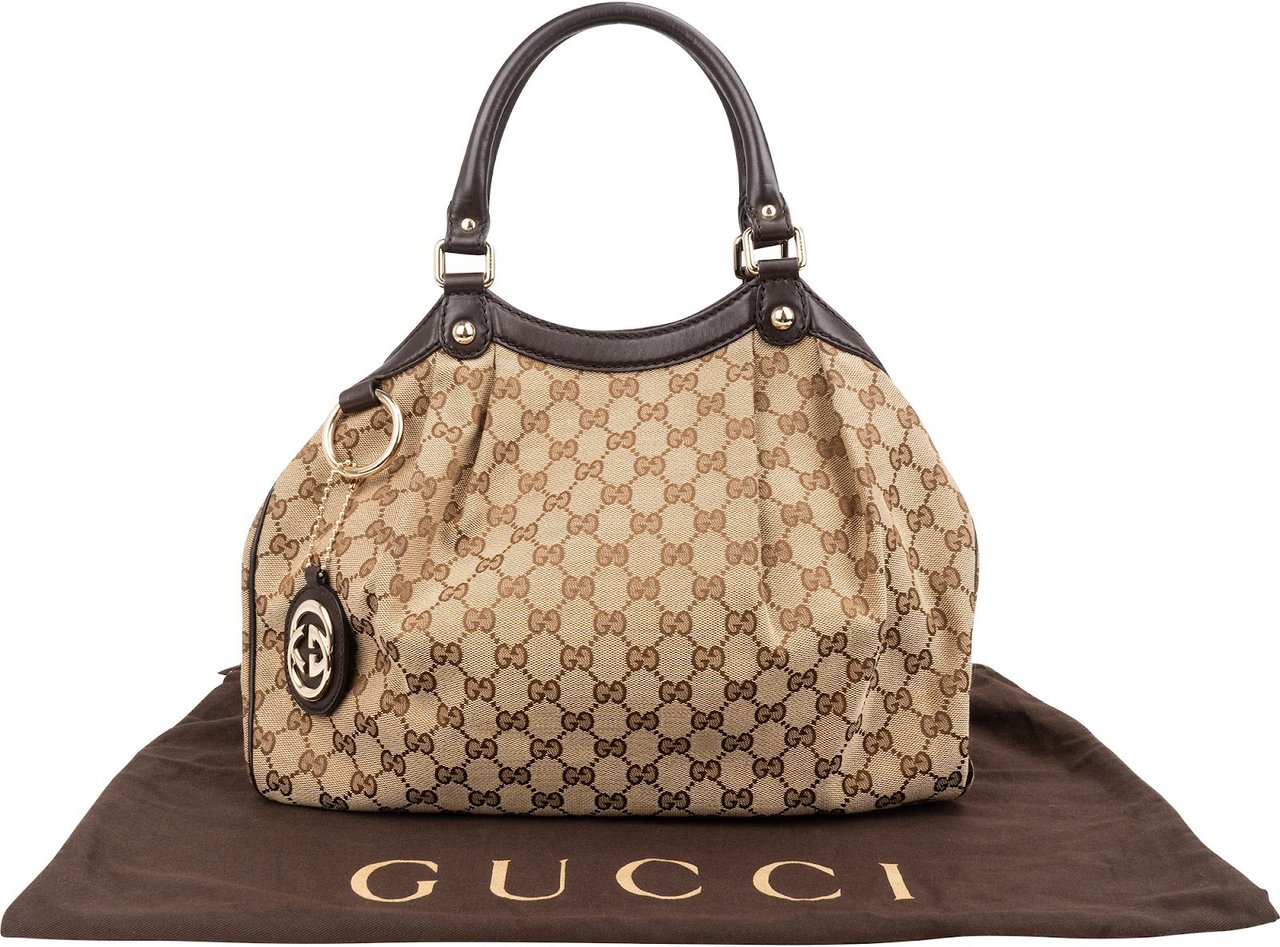 Gucci Monogram GG Canvas Sukey Handbag Beige