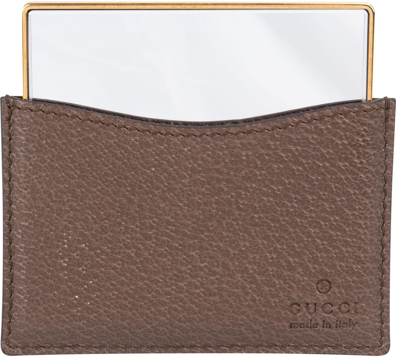 Gucci Golden Mirror And Brown Case Set Goud