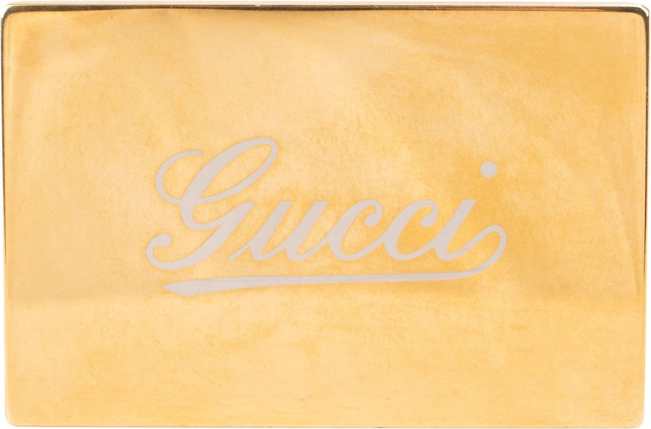 Gucci Golden Mirror And Brown Case Set Goud