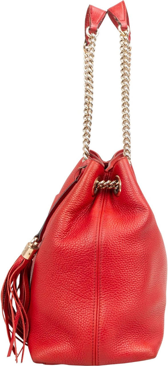 Gucci Pebbled Leather GG Soho Shoulder Bag Rood