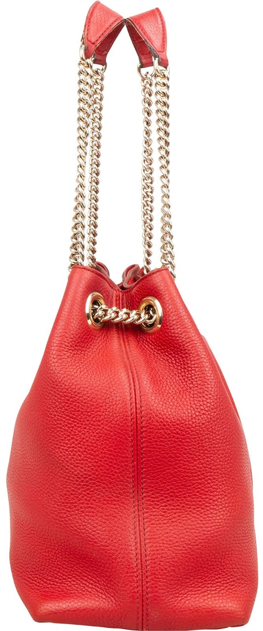 Gucci Pebbled Leather GG Soho Shoulder Bag Rood