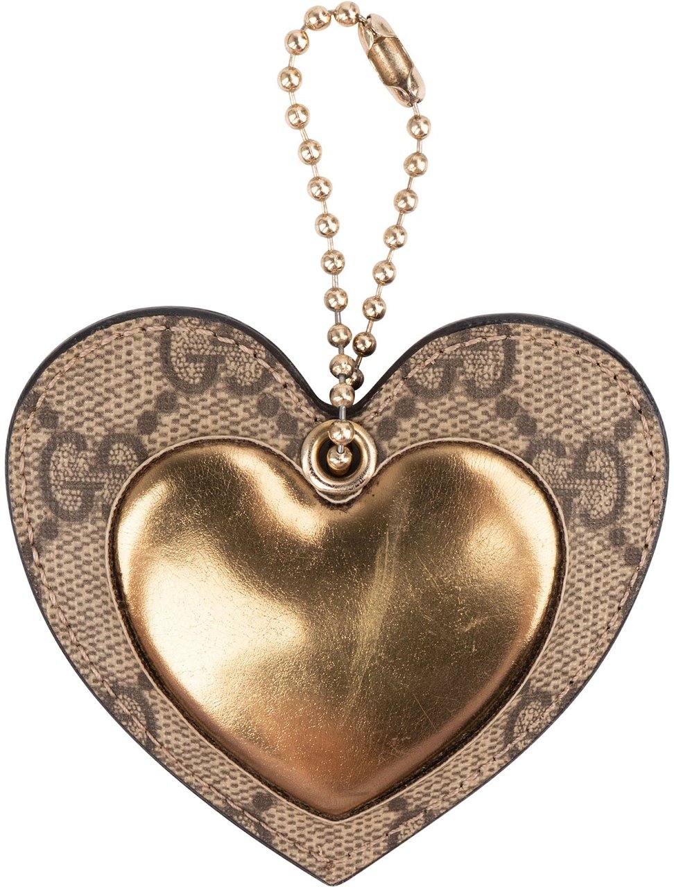 Gucci Monogram GG Supreme Heart Bag Charm Bruin