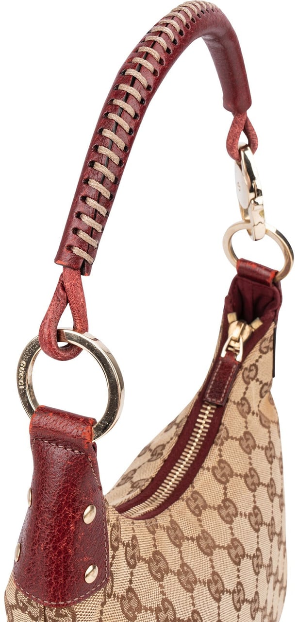 Gucci Monogram GG Canvas Braided Handle Shoulder Bag Beige