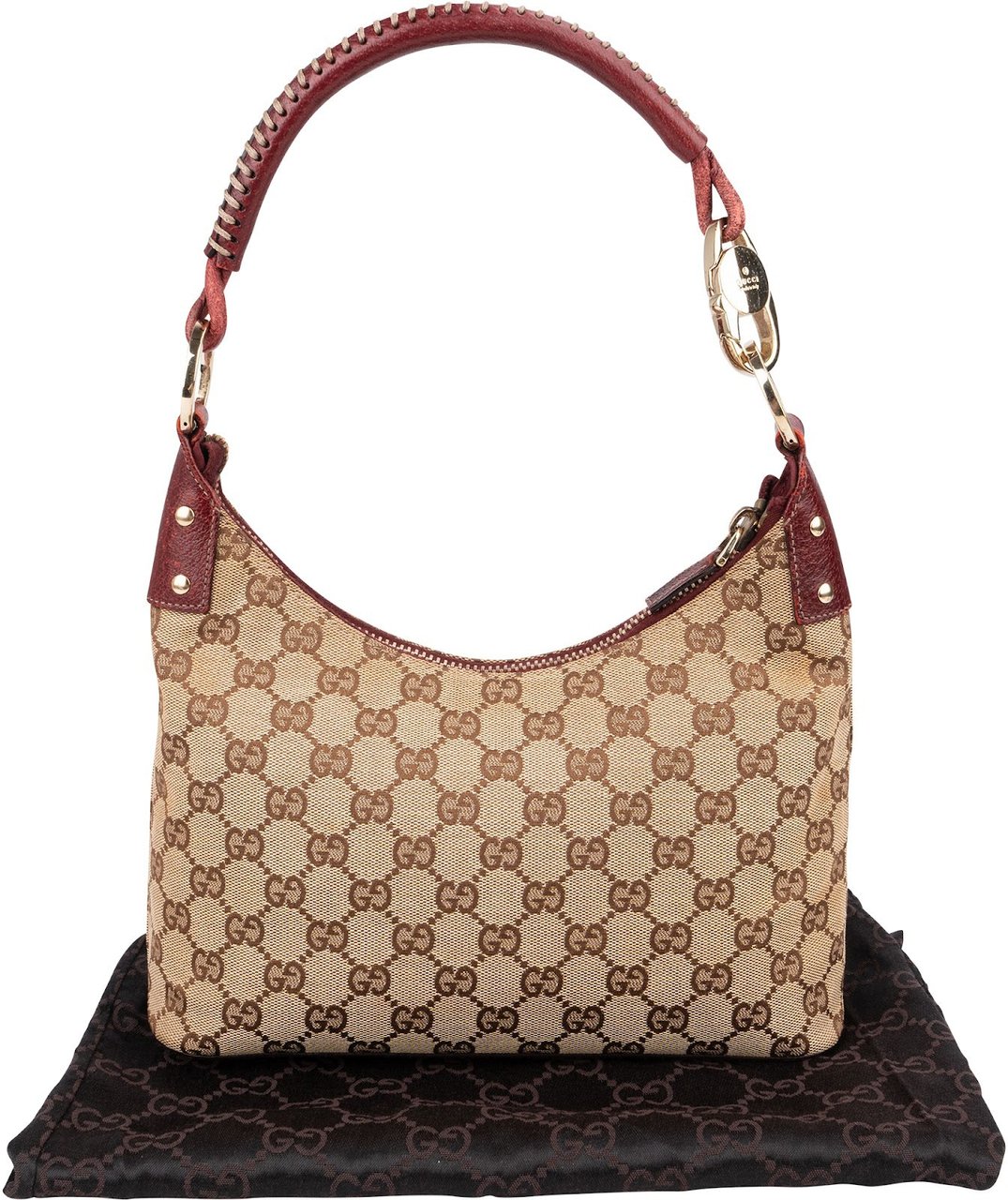 Gucci Monogram GG Canvas Braided Handle Shoulder Bag Beige