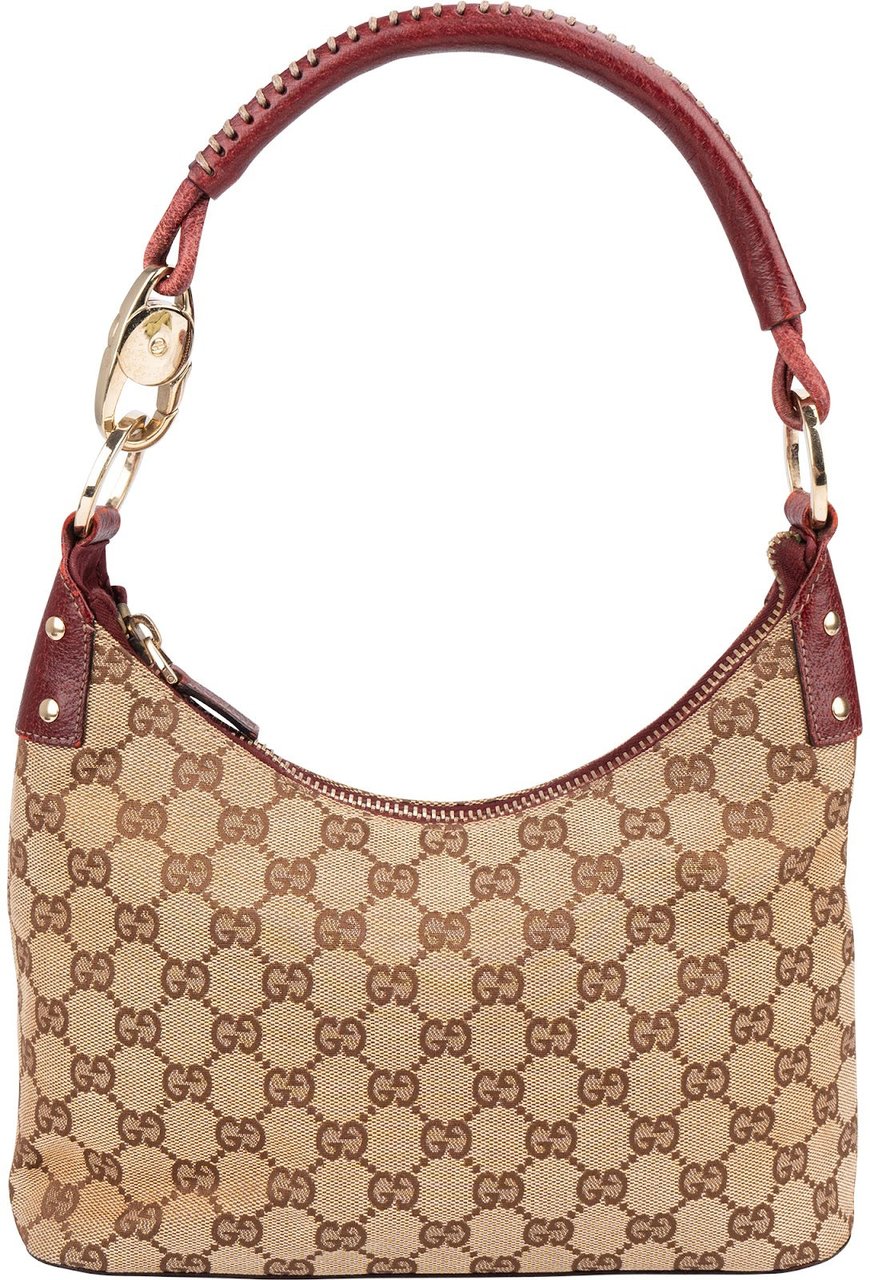 Gucci Monogram GG Canvas Braided Handle Shoulder Bag Beige
