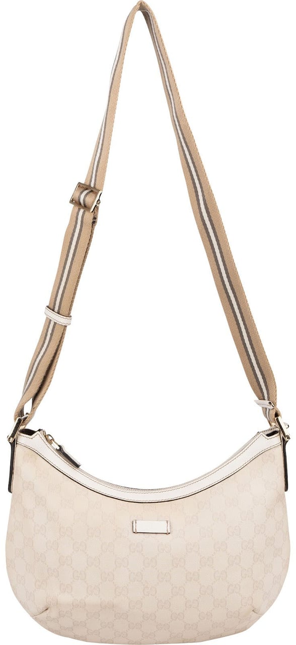 Gucci Monogram GG Canvas Hobo Crossbody Bag Beige
