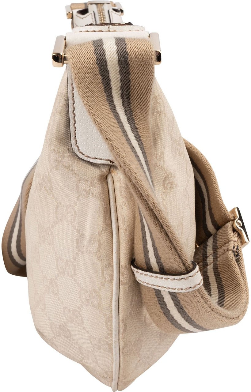 Gucci Monogram GG Canvas Hobo Crossbody Bag Beige