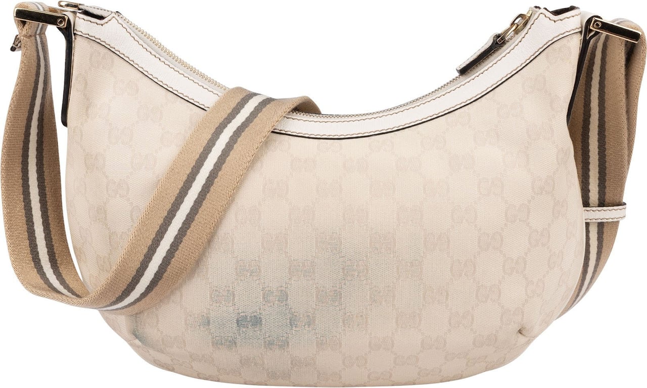 Gucci Monogram GG Canvas Hobo Crossbody Bag Beige