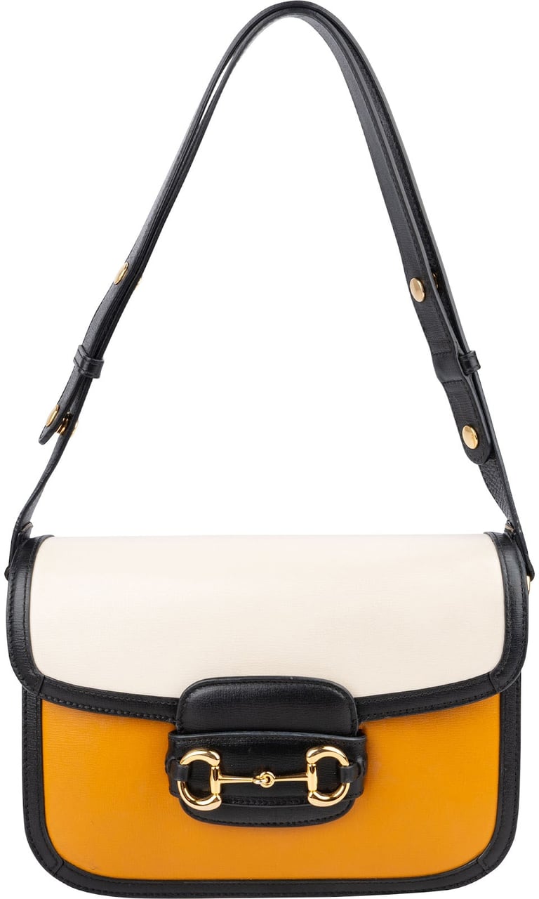 Gucci Tricolor Leather Horsebit 1955 Shoulder Crossbody Bag Zwart